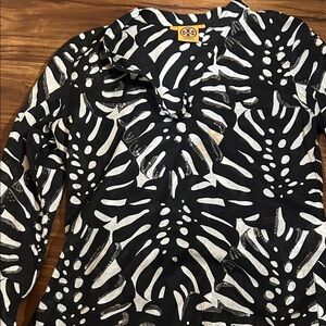 Tory Burch Black and White Abstract Blouse